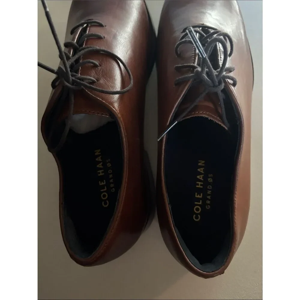 Cole Haan Jefferson Grand Wholecut Oxford British Tan Leather Shoes Size 11 New